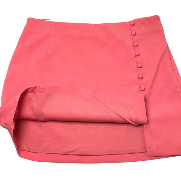 ZARA Hot Pink Mini Skirt Button Front‎ Sz L Lined Barbiecore Preppy - Picture 5 of 9